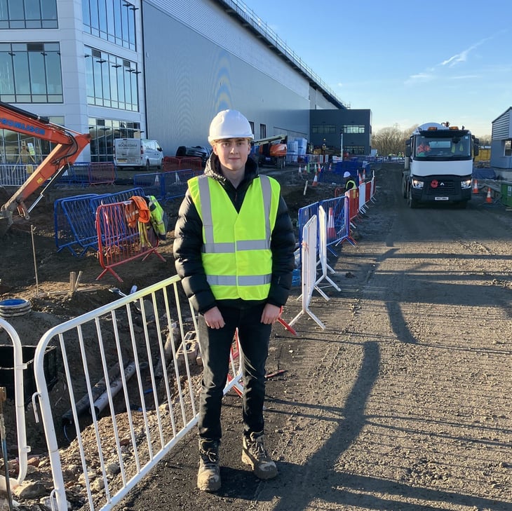 Fusion21's Social Value Apprentice Alexander Quirk on a construction site