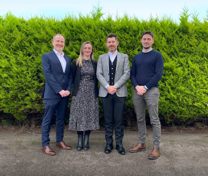  l-r Mark Chadwick and Sarah Maguire from Fusion21, Ben Taylor and Ed Pigott from Newlands Developments.