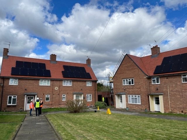 Solar panels on roofs of Haig Housing's housing estate
