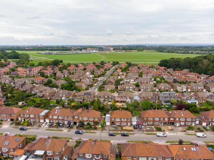 Stock image - aerial shot of housing estate